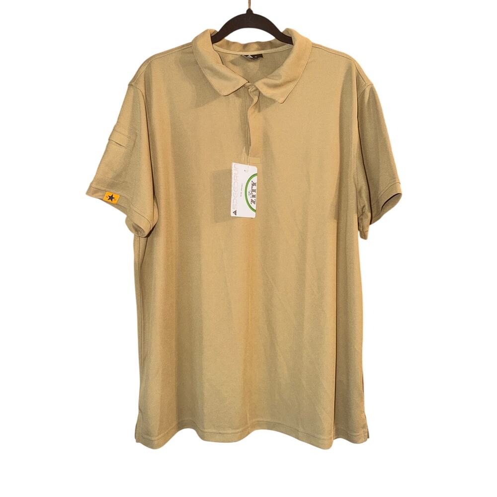 Zity Men's Dark Khaki Short Sleeve Polo Shirt Collared Size Extra Large XL New